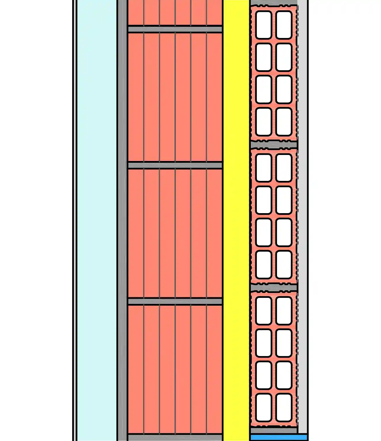Imágen de sección de fachada sate con trasdosado cerámico para Termoarcilla® 14